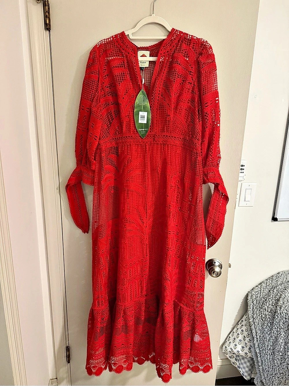 Farm Rio Ainika Tiles Midi Dress Red Size Small NWT